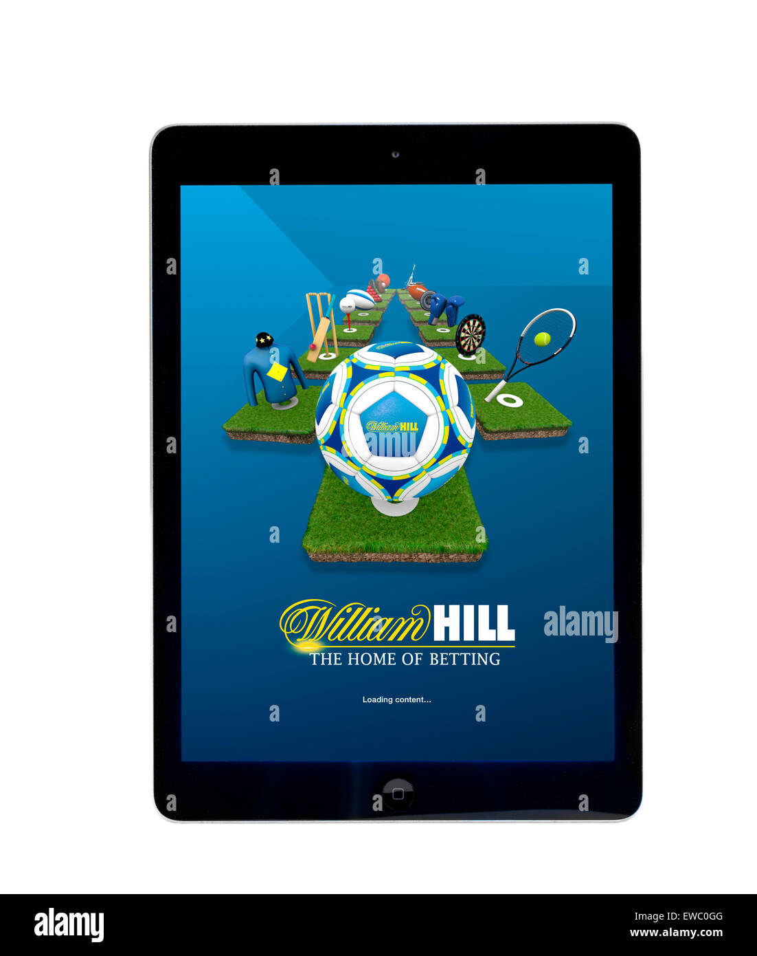 Online betting with the William Hill app on an Apple iPad Air tablet computer Stock Photo