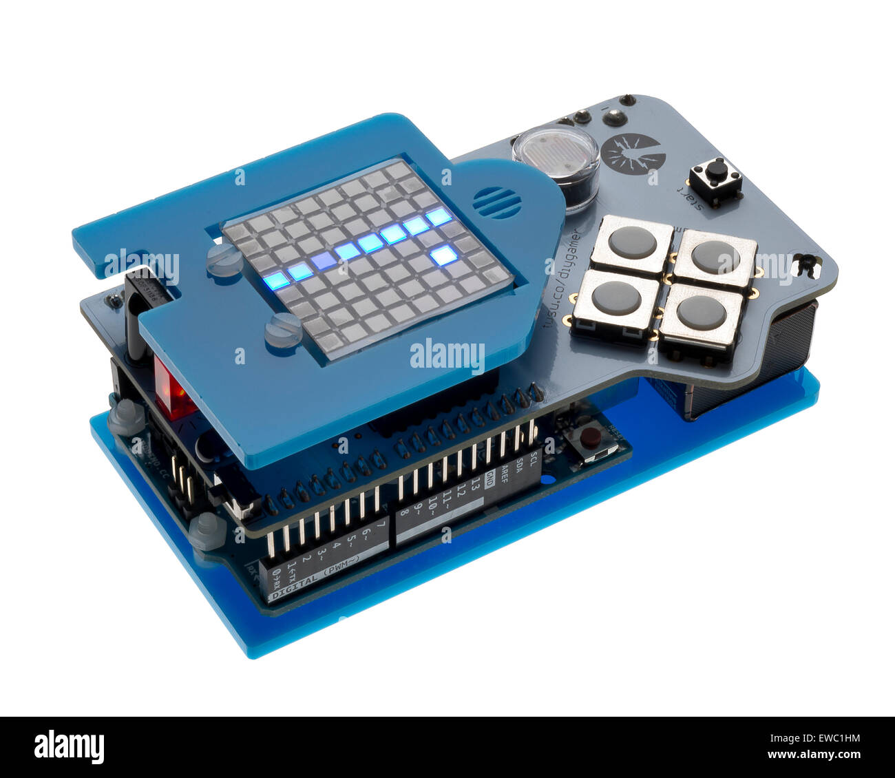 DIY gamer kit. Gadget for designing games and play. Learn to code your own games. Stock Photo