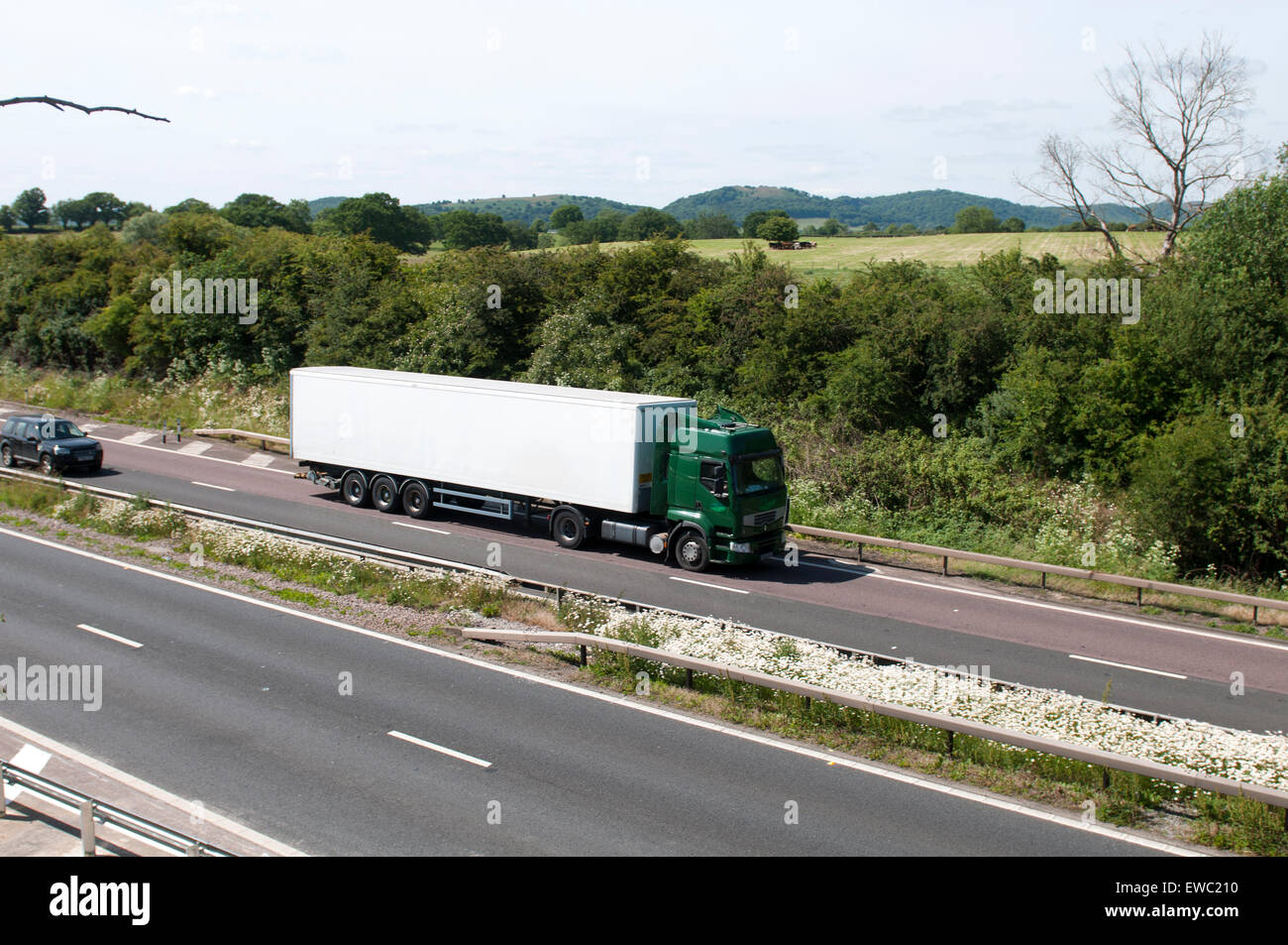 Articulated lorry on the M50 motorway, Worcestershire, England, UK Stock Photo