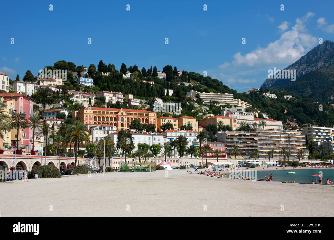 Menton, Cote D'Azure, France. View from the Harbour. Stock Photo