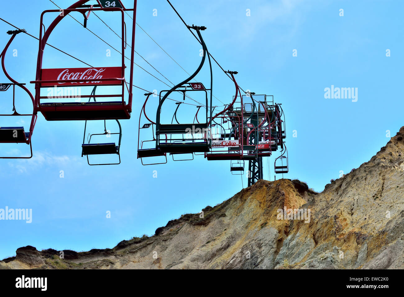 Chair Lift at the Needles and Lighthouse,Isle of Wight Stock Photo Alamy