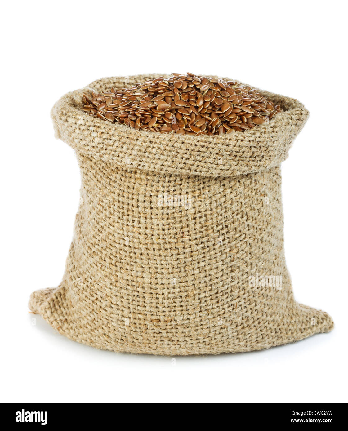 Flax seed in a burlap bag Stock Photo Alamy