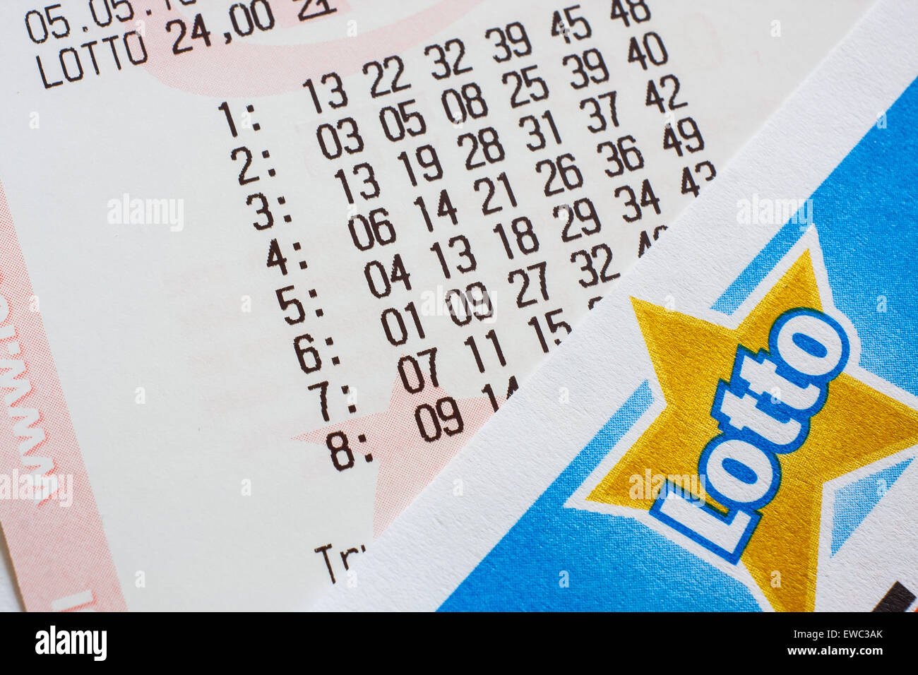 GDANSK, POLAND - MAY 05, 2015. Lotto ticket with numbers Stock Photo