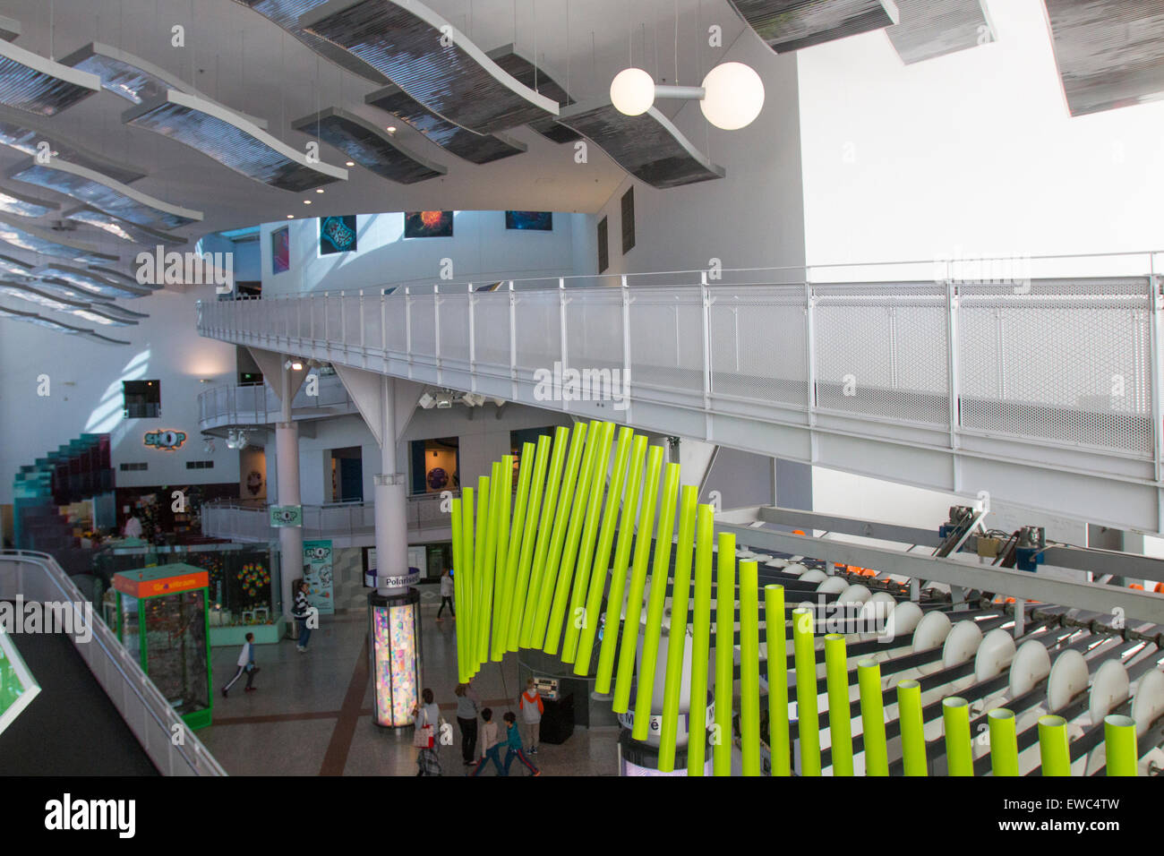 Questacon the National Science and Technology Centre, is located on the shore of Lake Burley Griffin in Canberra, Australia Stock Photo