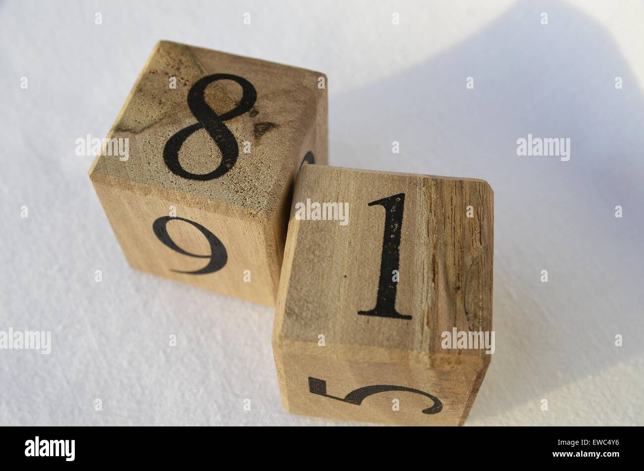 Numbers on wooden cubes Stock Photo