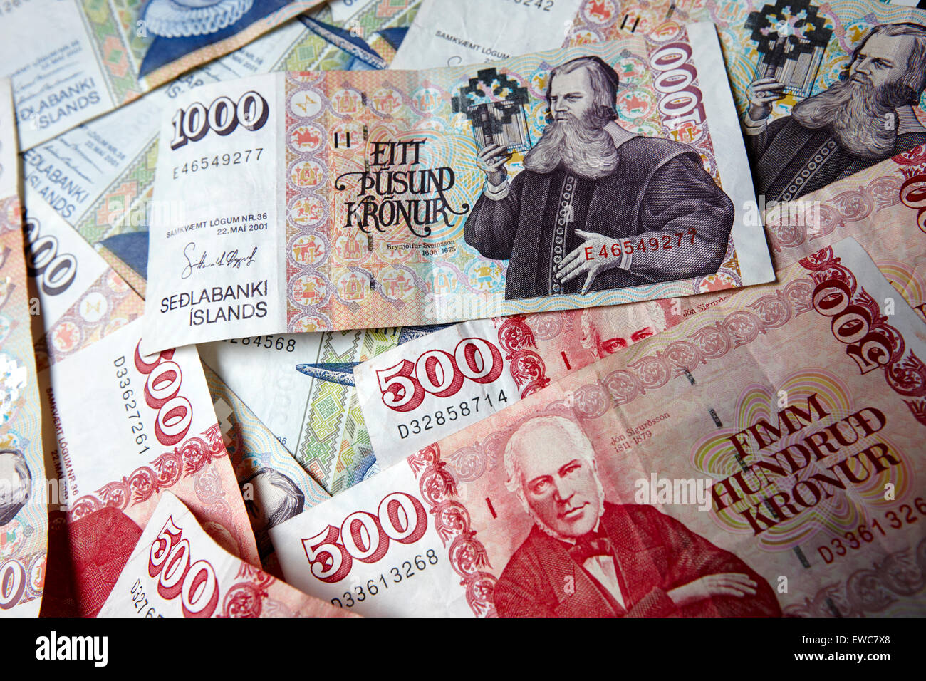 Icelandic kronur currency Stock Photo