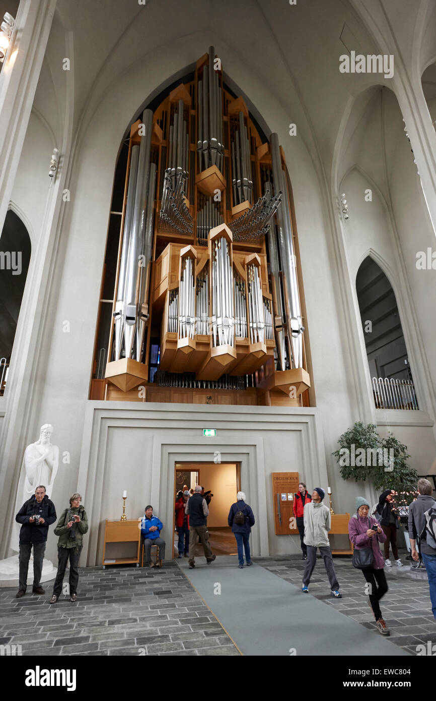 pipe organ inside the Hallgrimskirkja church Reykjavik church of iceland Stock Photo