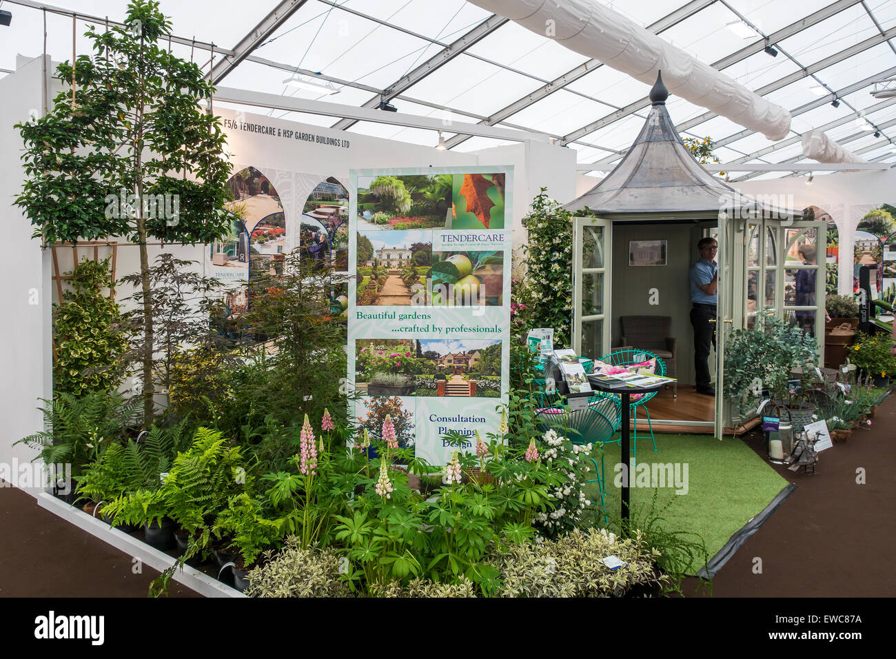 Grow London Show Hampstead Tendercare Garden Design Exhibition Stand Stock Photo