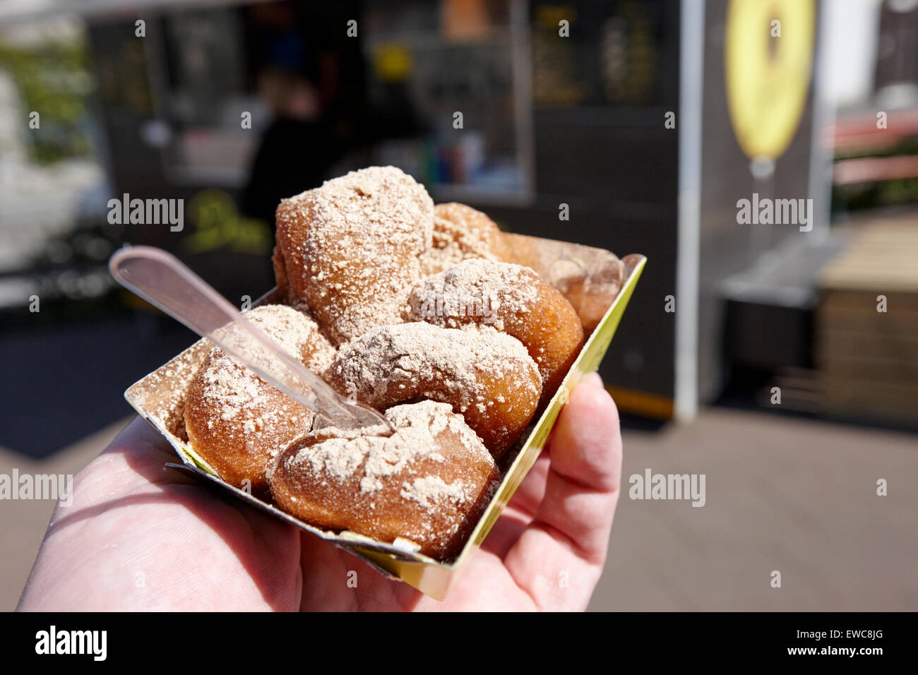 dons donuts mini donuts covered with local special topping Reykjavik iceland Stock Photo