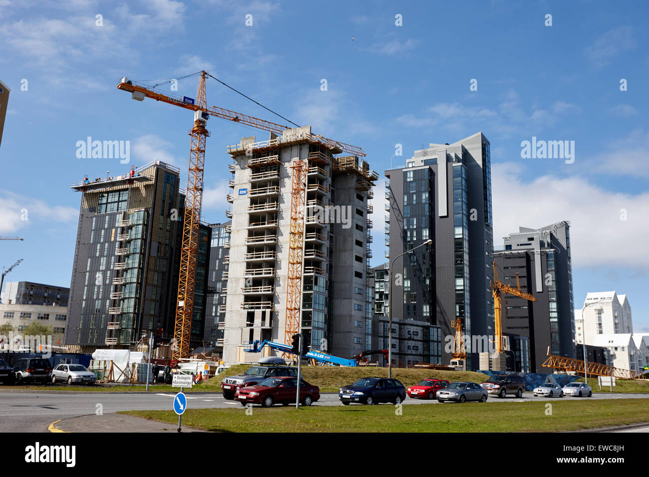 skuggahverfi high rise residential development under construction Reykjavik iceland Stock Photo