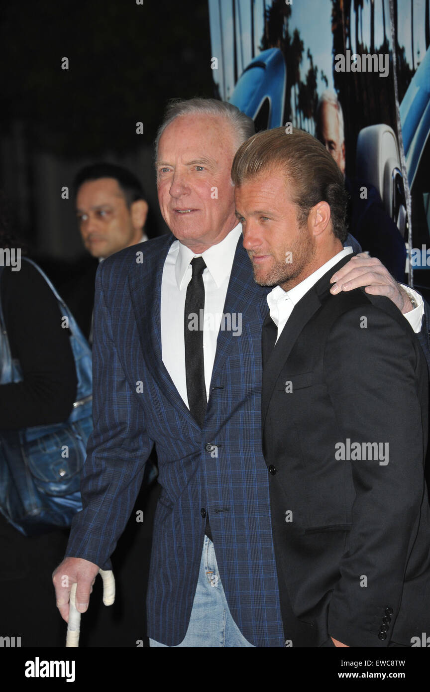 LOS ANGELES, CA - MARCH 22, 2011: James Caan & soon Scott Caan at the premiere of 'His Way', about Jerry Weintraub at Paramount Studios, Hollywood. Stock Photo