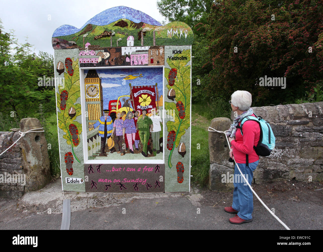 Traditional Derbyshire Well Dressing 2015 in the village of Youlgreave near Bakewell Stock Photo