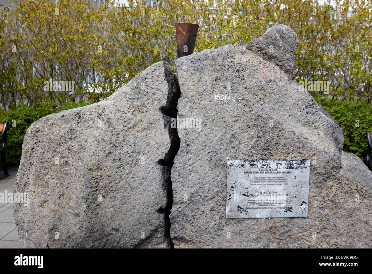 the black cone monument to civil disobedience Reykjavik iceland Stock Photo