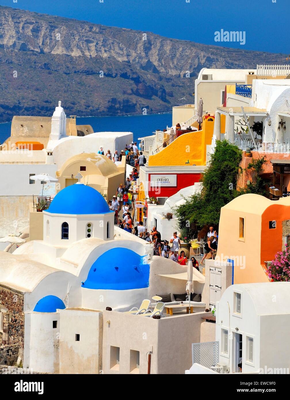 The colorful village of Oia Santorini Greece Stock Photo