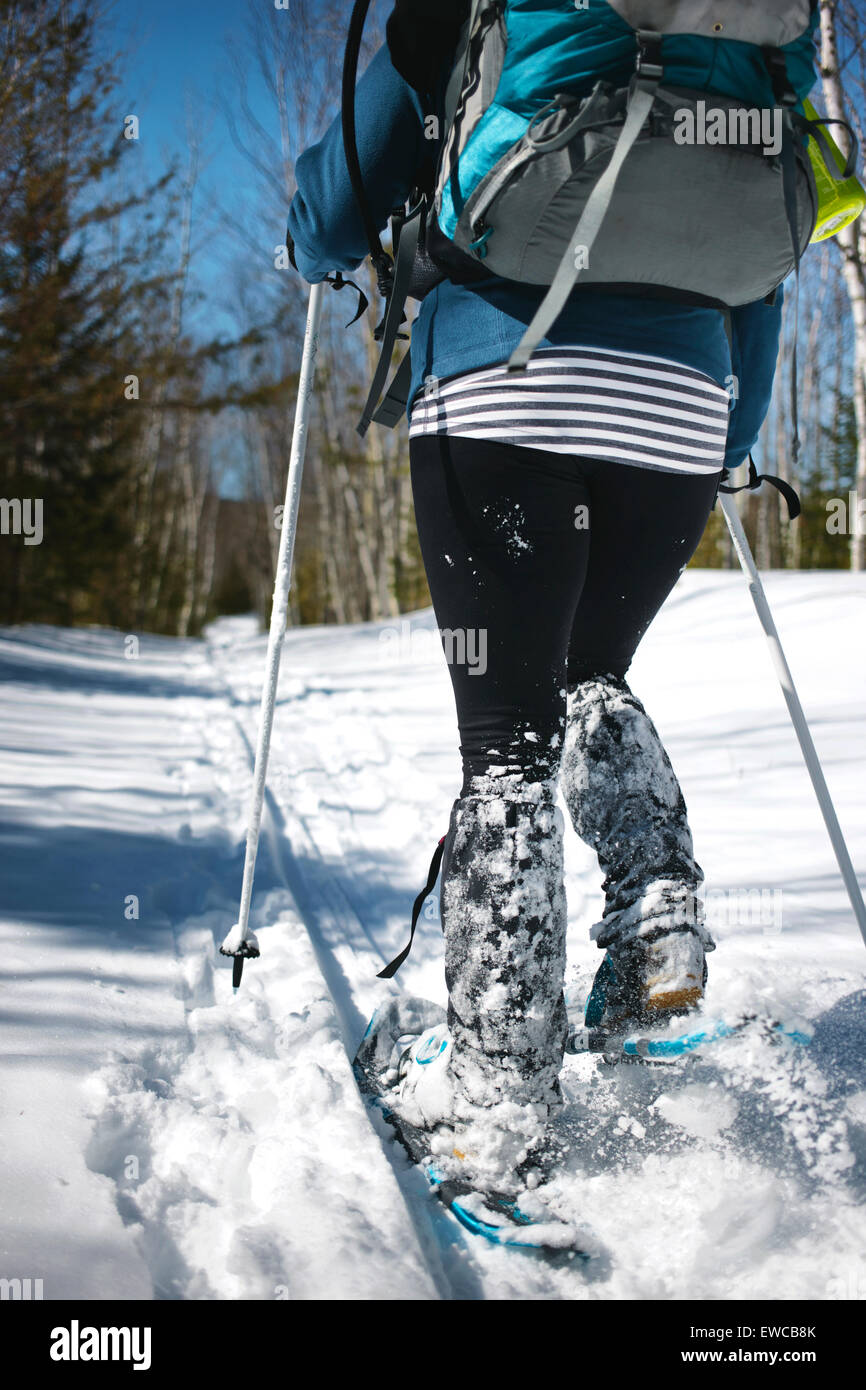 A women snowshoeing Stock Photo Alamy