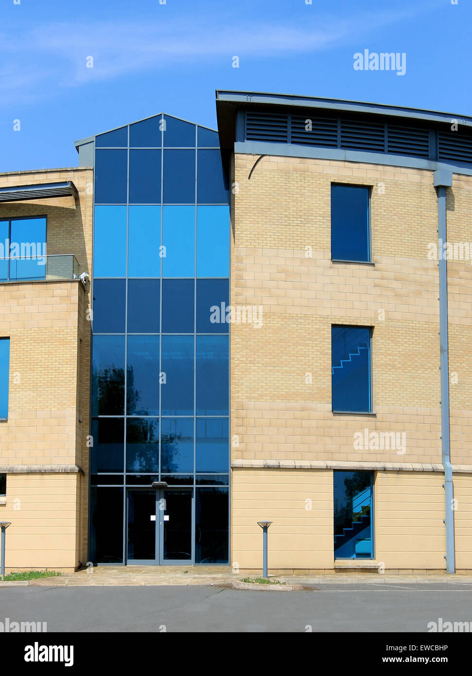 Empty modern office building on a business park. Stock Photo