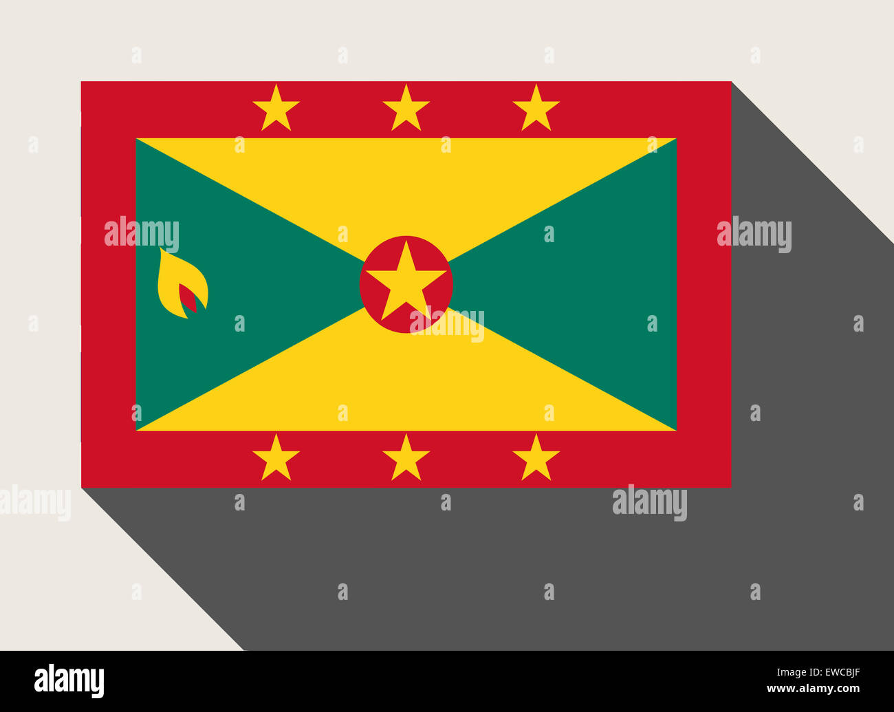 Grenada flag in flat web design style. Stock Photo