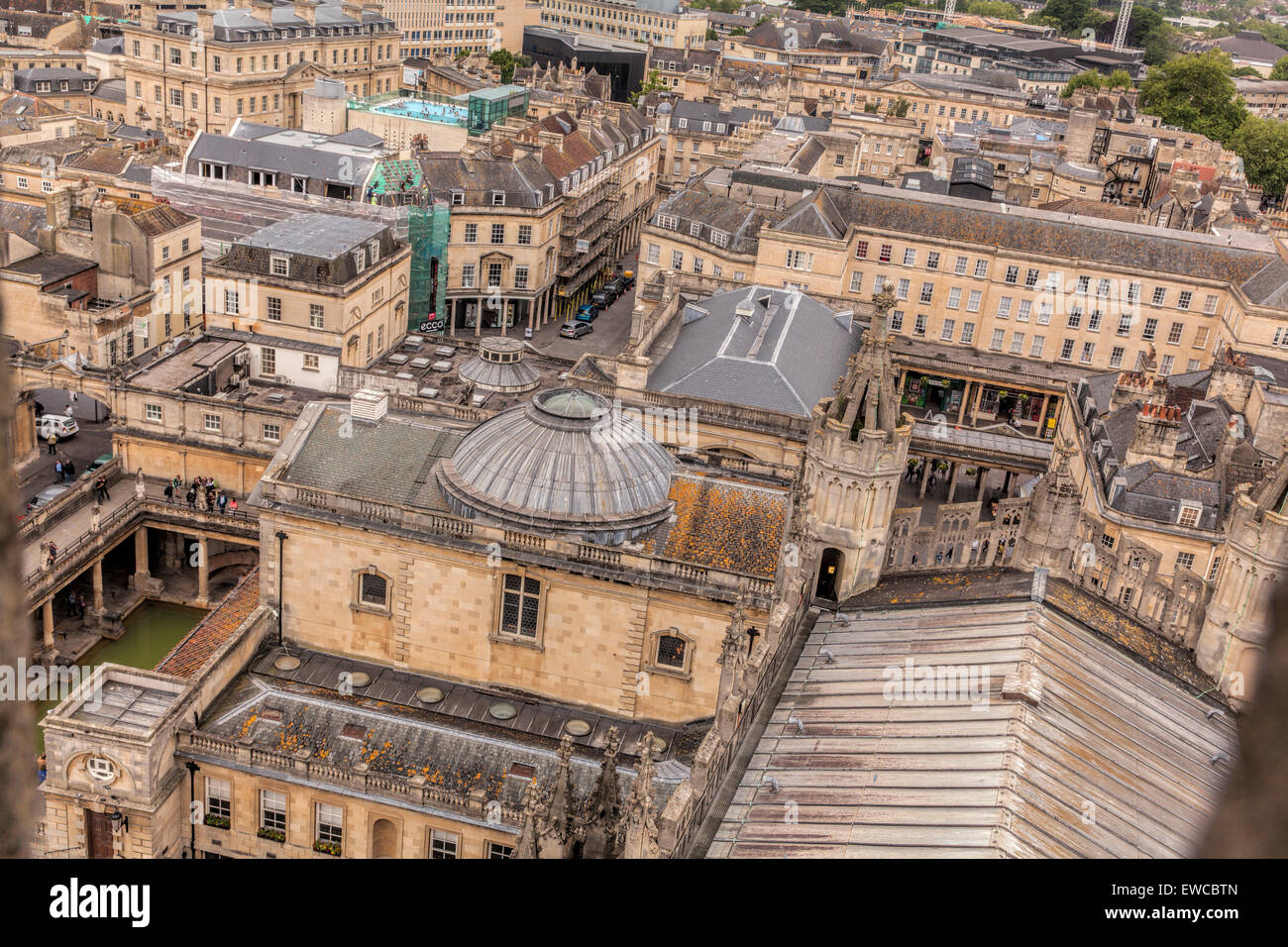 Roman Baths in Bath from the roof of Bath Abbey Stock Photo - Alamy