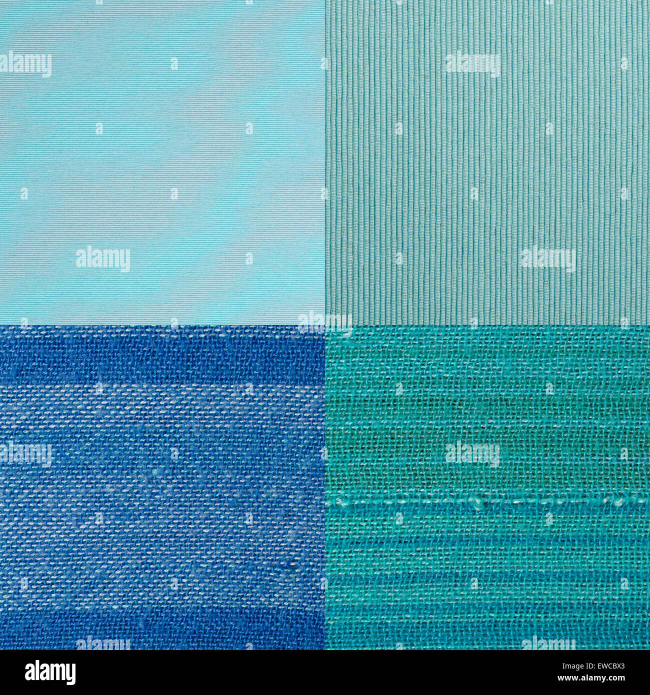 Set of blue fabric samples, texture background Stock Photo Alamy