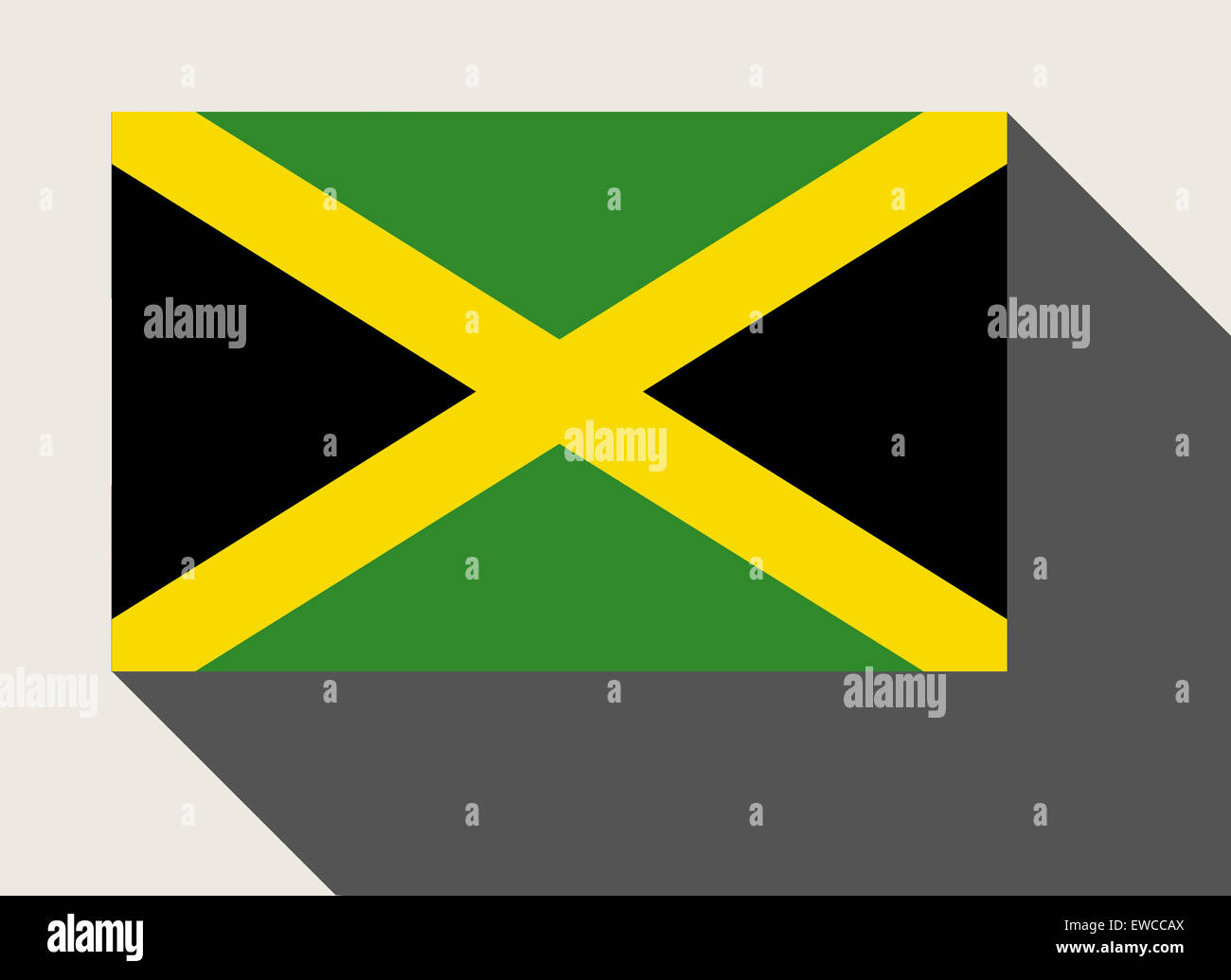 Jamaica flag in flat web design style. Stock Photo