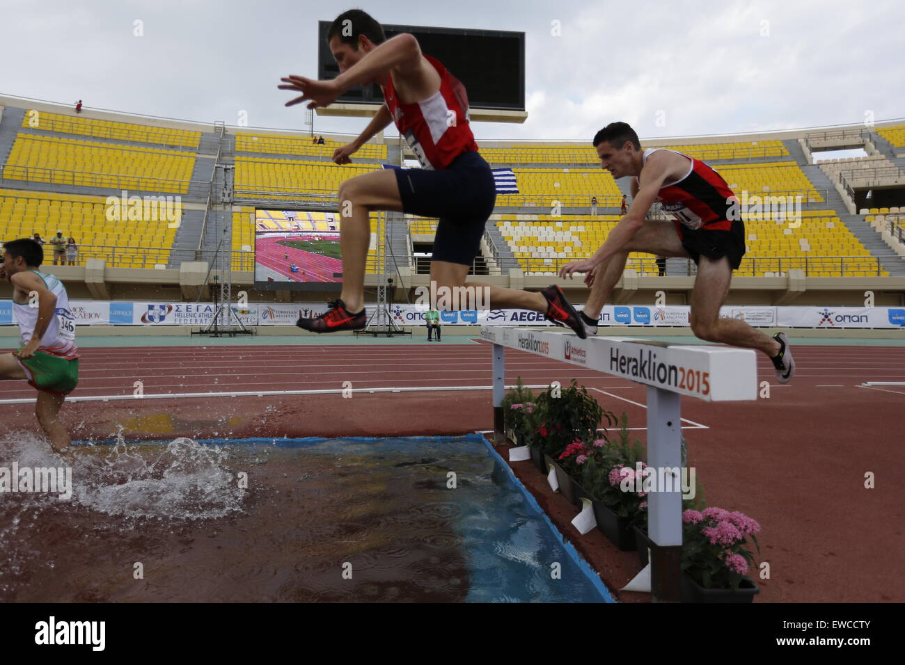 Heraklion, Greece. 21st June, 2015. 3000 metres steeplechase runners ...