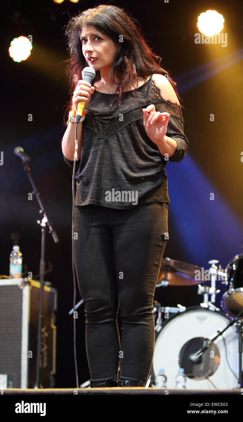 London, UK. 22nd June, 2015. Shappi Khorsandi performs at Barclaycard ...