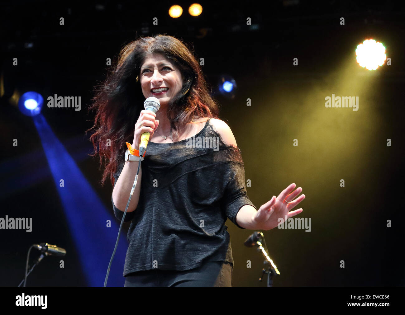 London, UK. 22nd June, 2015. Shappi Khorsandi performs at Barclaycard ...