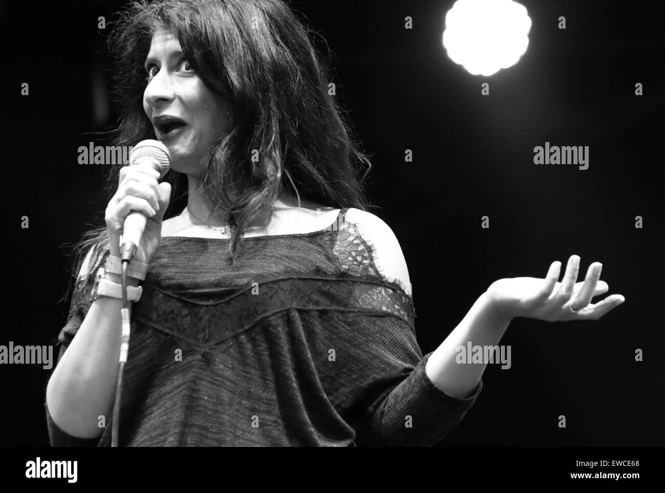 London, UK. 22nd June, 2015. Shappi Khorsandi performs at Barclaycard ...