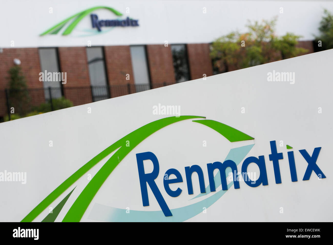 A logo sign outside of the headquarters of Renmatix in King of Prussia, Pennsylvania. Stock Photo