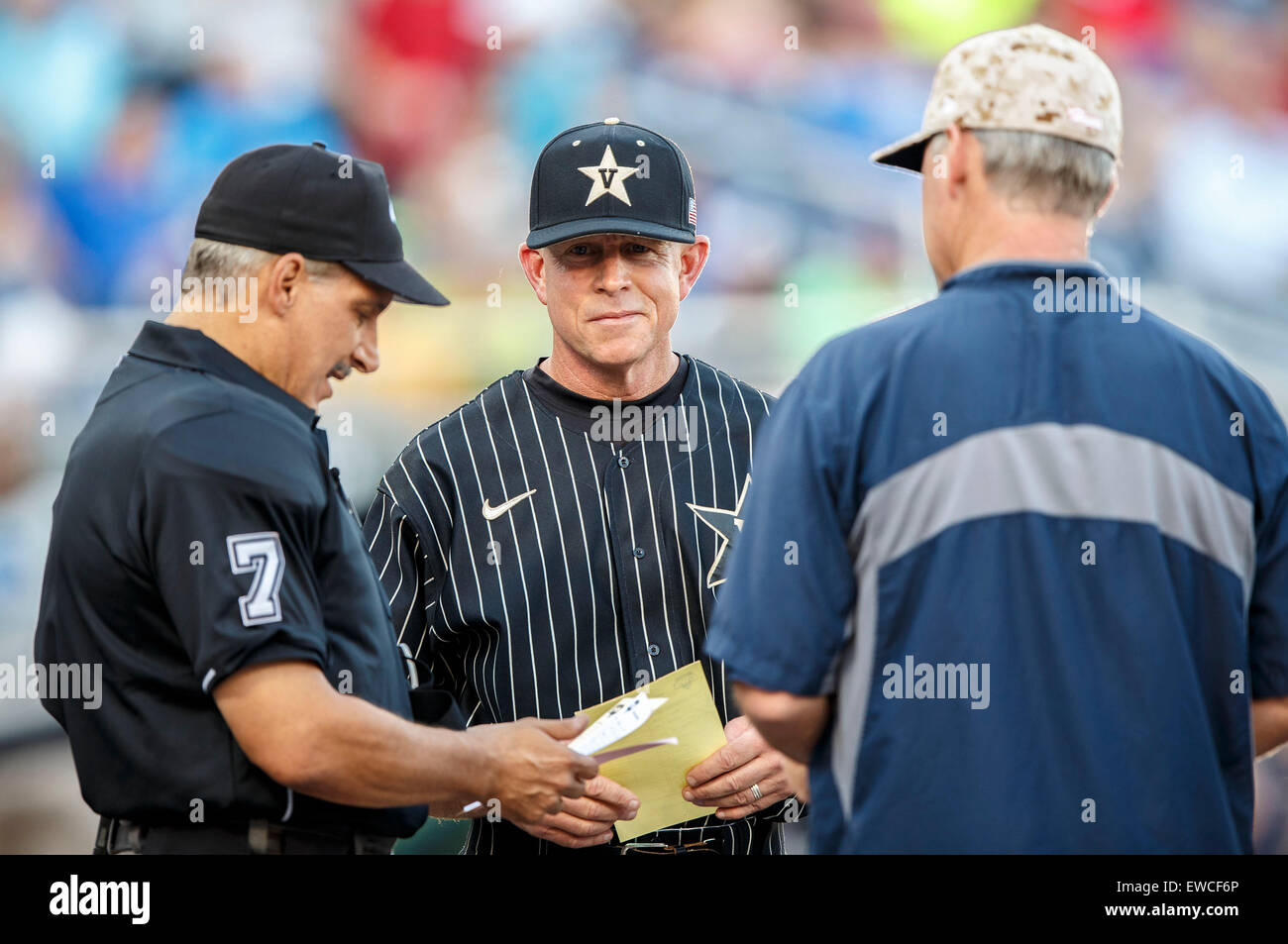 June 22, 2015: Vanderbilt head coach Tim Corbin #4 and Virginia Brian O ...
