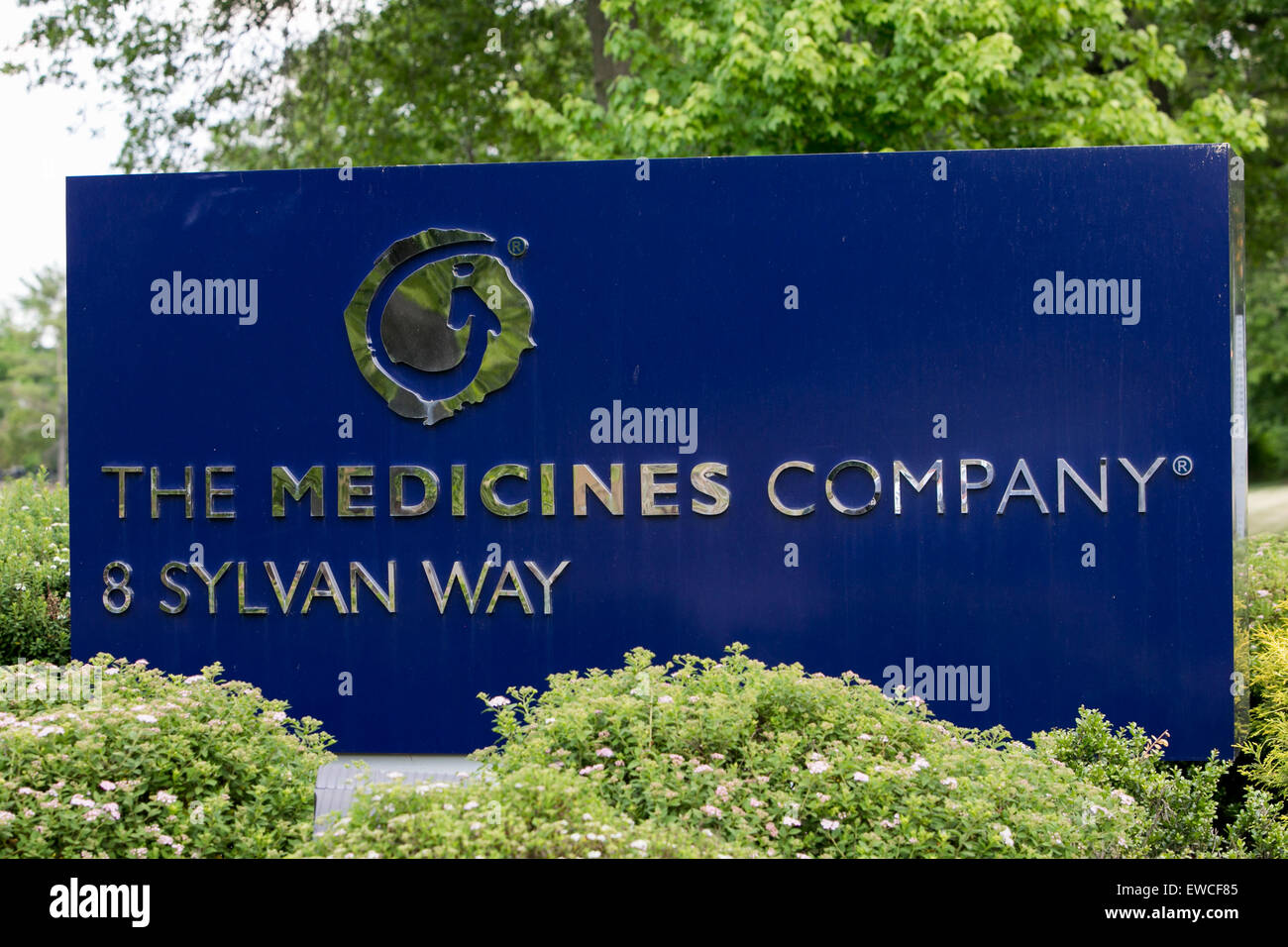 A logo sign outside of the headquarters of The Medicines Company in Parsippany, New Jersey. Stock Photo