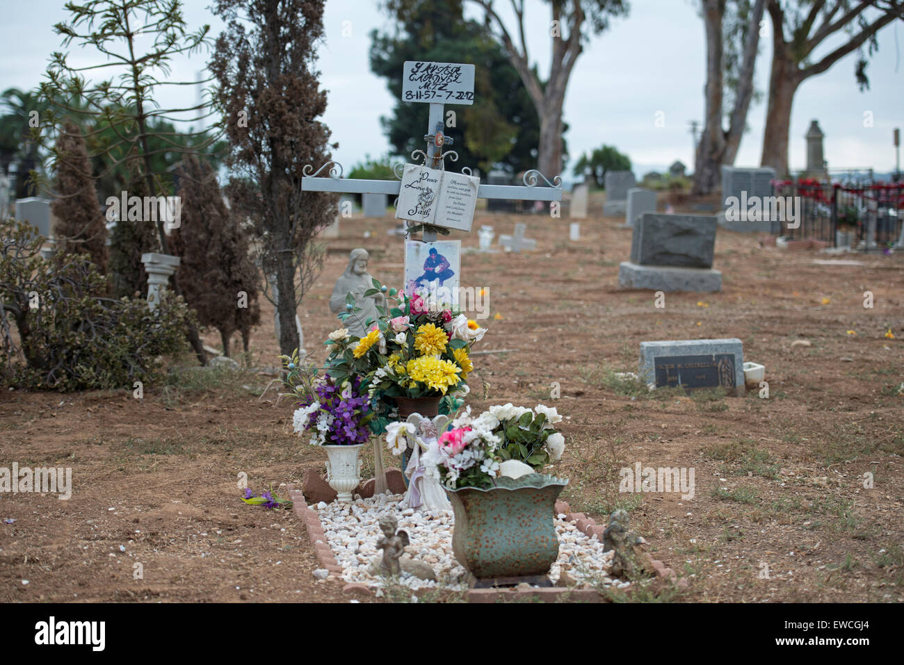 Cemetery Grounds, and Shrine to deceased, La Vista Memorial Park, National City, California Stock Photo