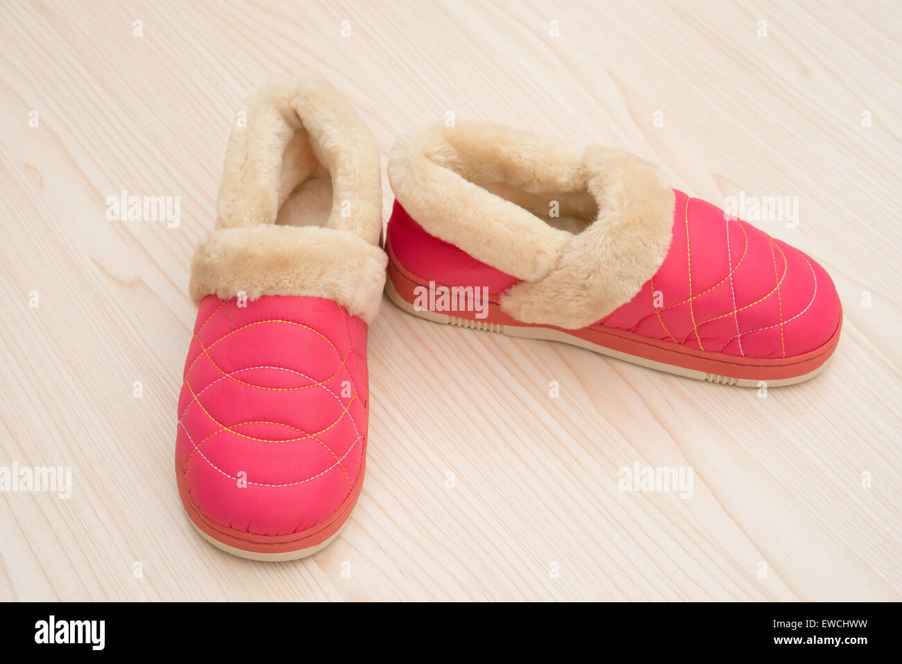pair of pink shoes for lady on wood Stock Photo - Alamy