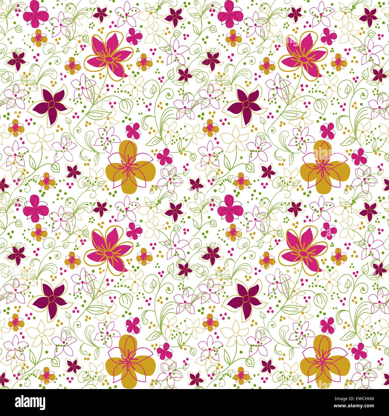 Flowers Colorful Seamless Pattern Background Vector Stock Vector Image ...