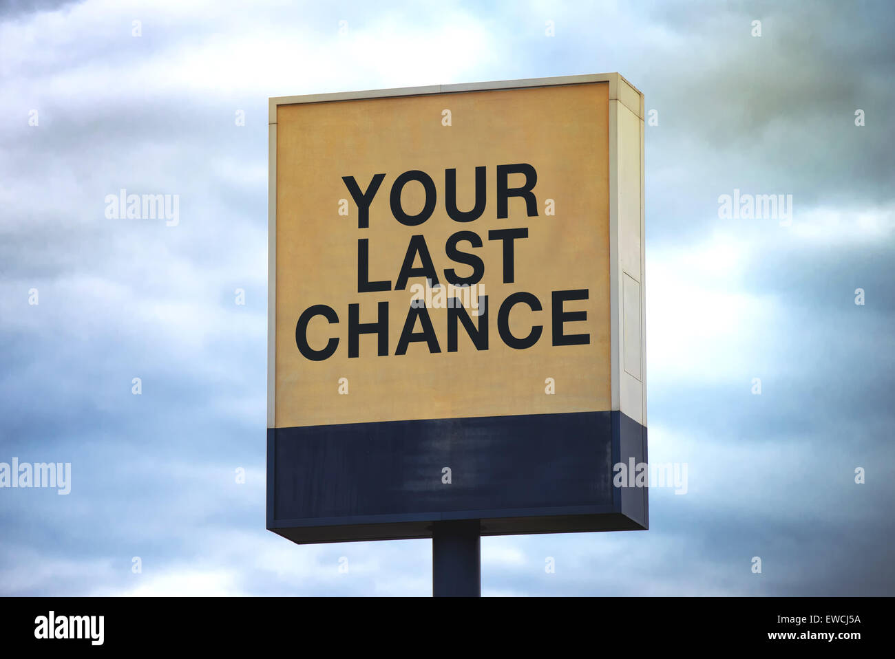 Your Last Chance Warning Sign on Post by the Road Stock Photo