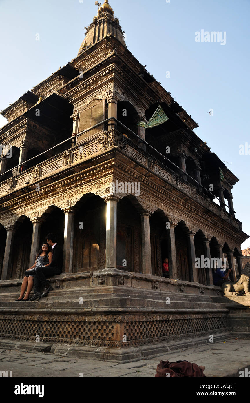 Krishna Mandir in Patan Durba Square, Nepal. Prior to the 2015 Earthquake Stock Photo