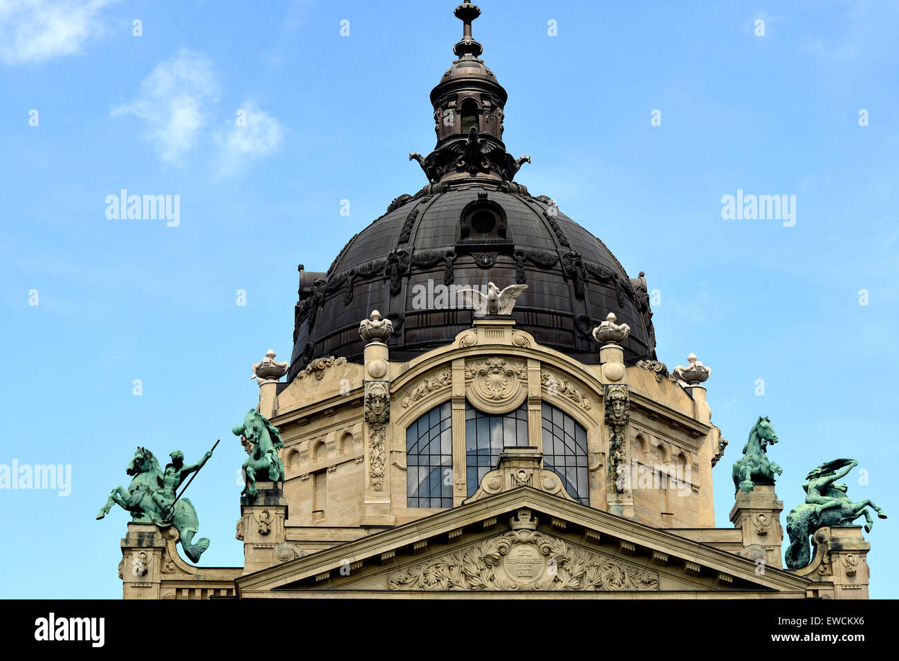 details of Dome of Szecheneyi Baths Budapest Hungary Stock Photo