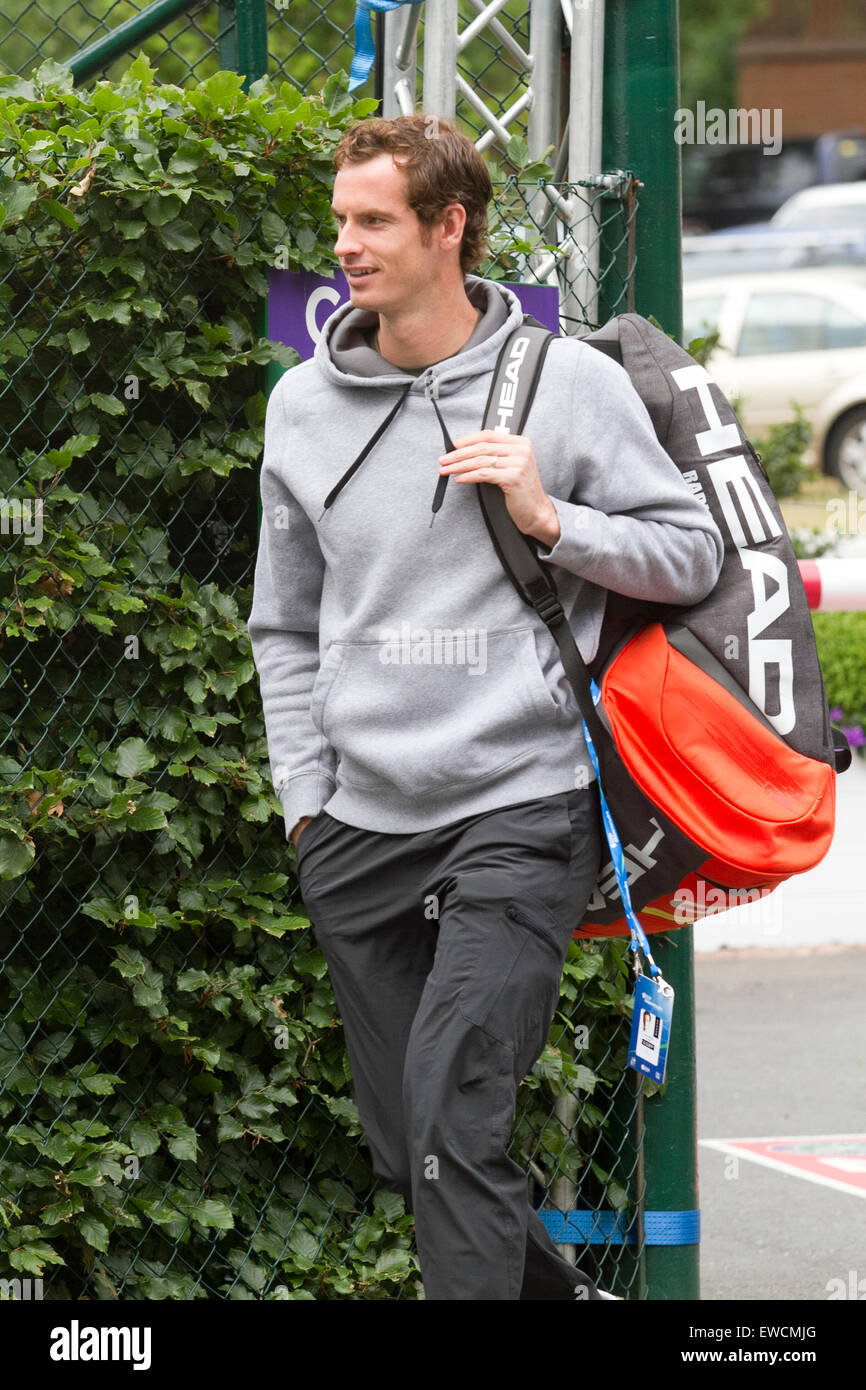 Wimbledon, London, UK. 23rd June, 2015. Andy Murray arrives at the AELTC for the first time since winning the Queen's club tournament ahead of the 2015 Wimbledon Tennis championships Credit:  amer ghazzal/Alamy Live News Stock Photo