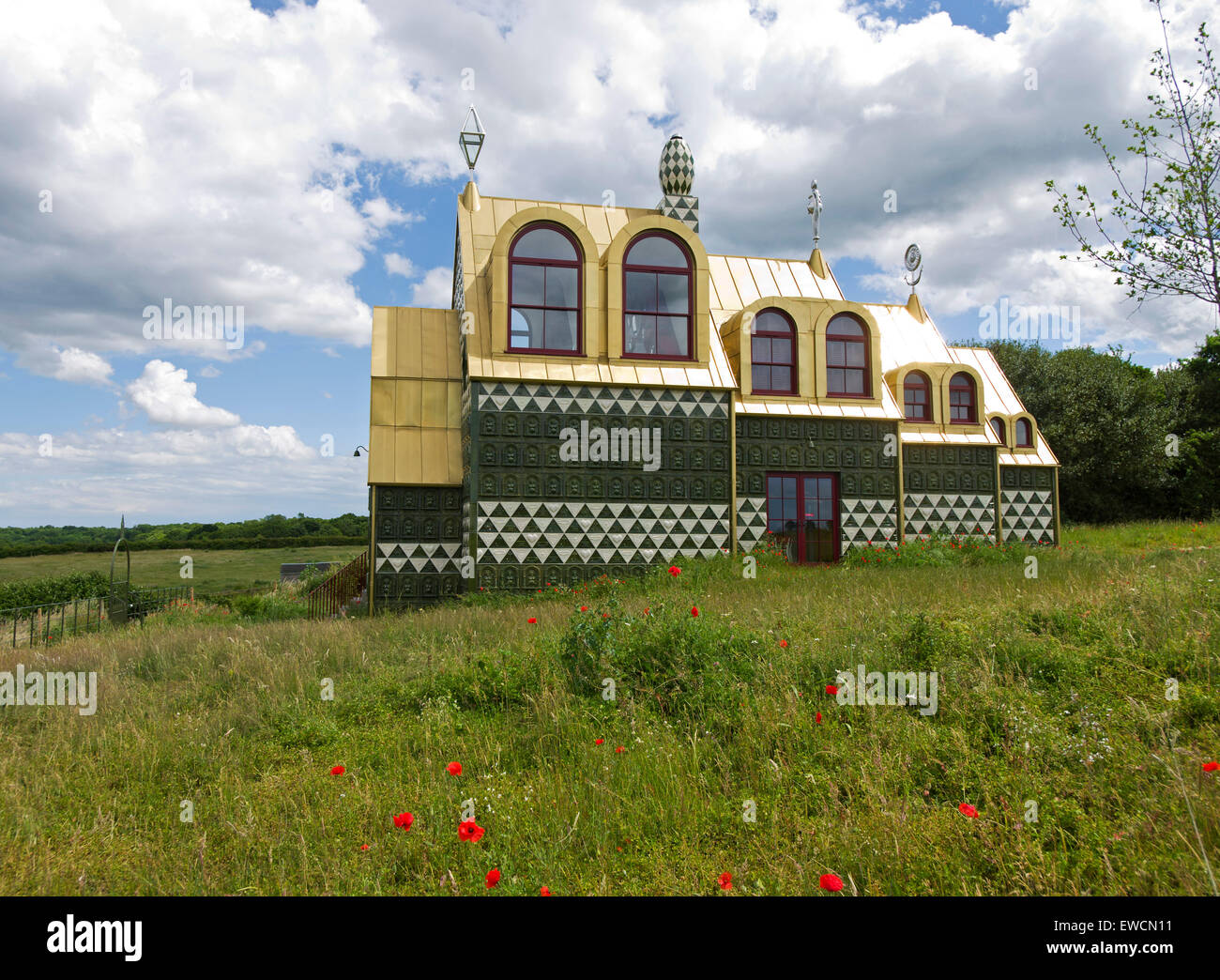 Fantasy holiday cottage in Wrabness Overlooking The River Stour designed by Grayson Perry and FAT Architecture. ESSEX Stock Photo
