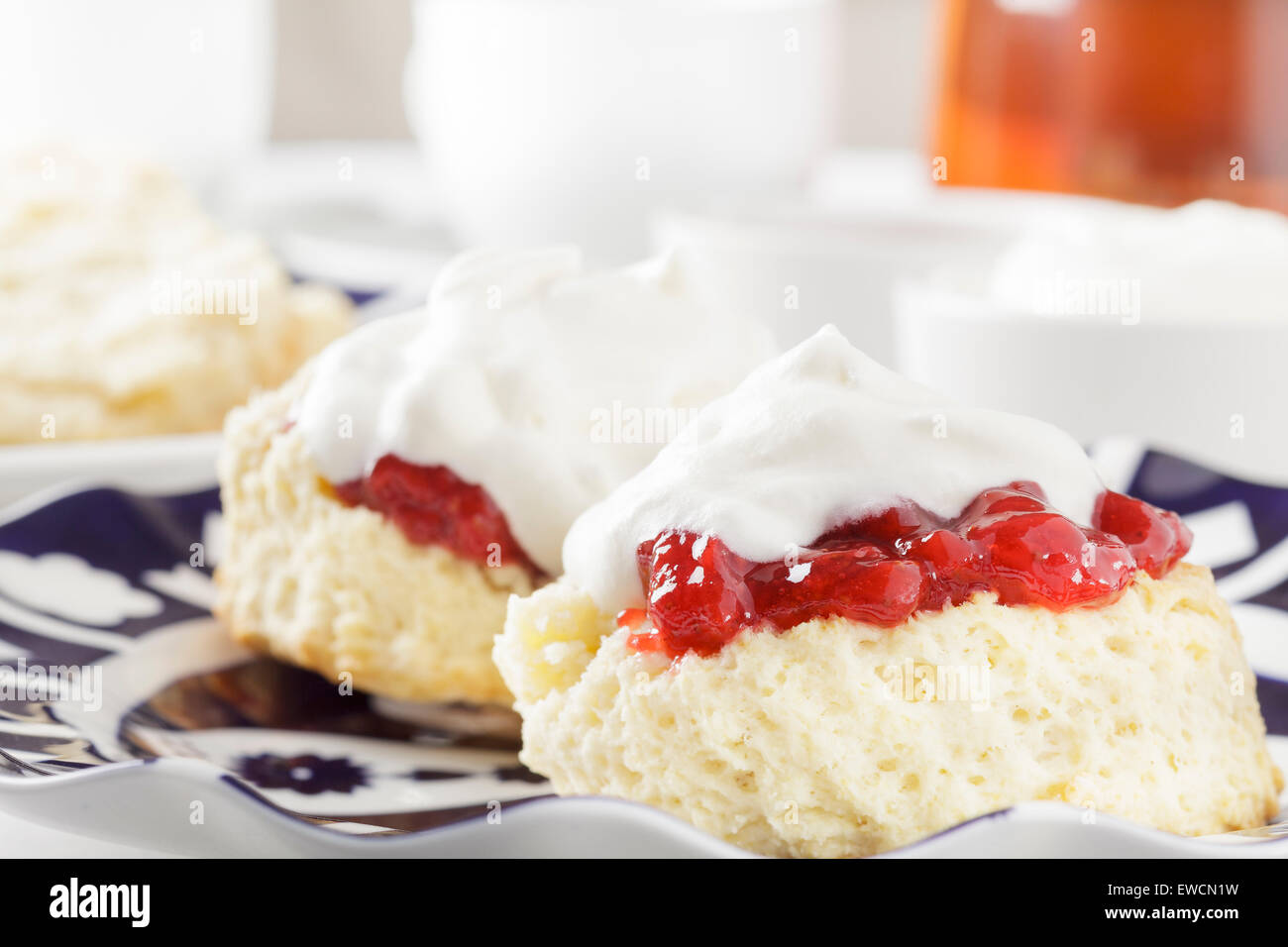 Scones with jam and cream Stock Photo