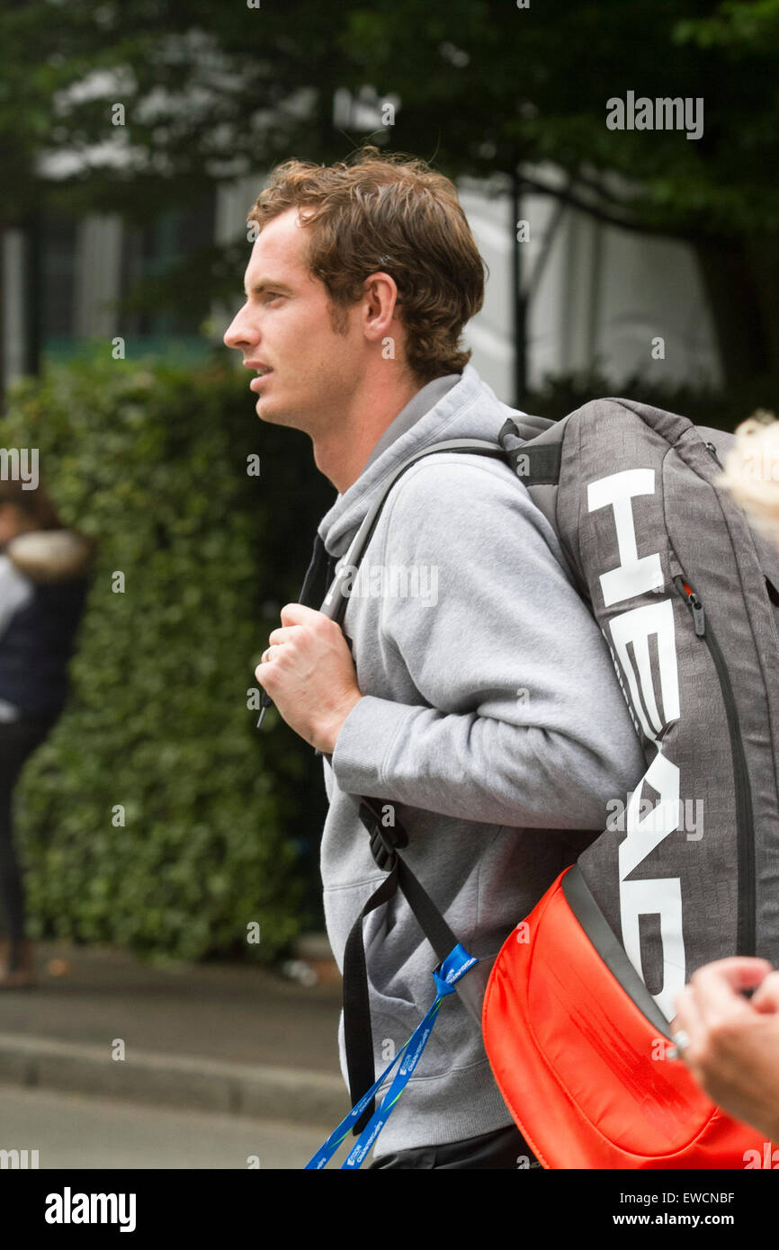 Wimbledon, London, UK. 23rd June, 2015. Andy Murray arrives at the AELTC for the first time since winning the Queen's club tournament ahead of the 2015 Wimbledon Tennis championships Credit:  amer ghazzal/Alamy Live News Stock Photo