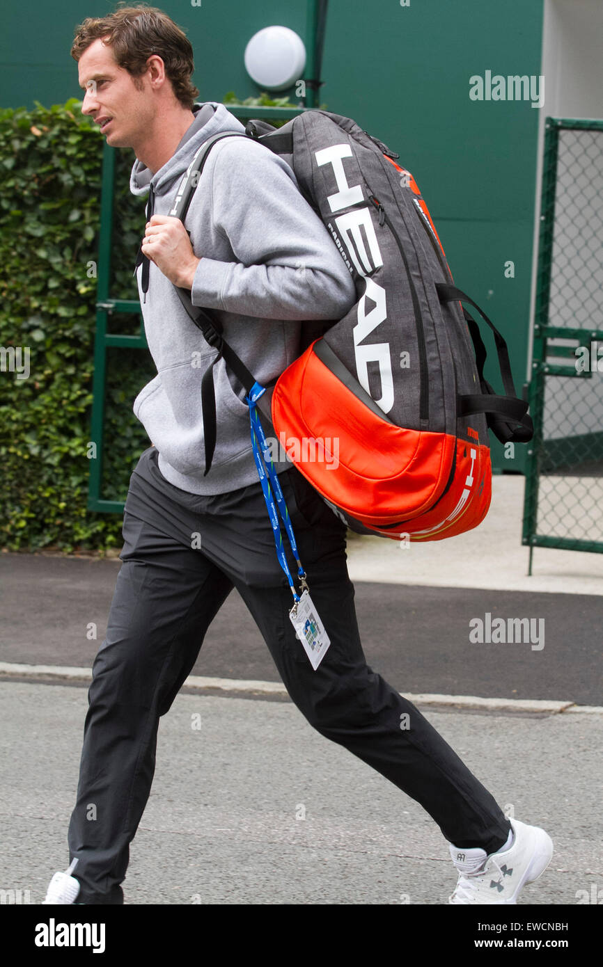 Wimbledon, London, UK. 23rd June, 2015. Andy Murray arrives at the AELTC for the first time after winning the Queen's club tournament ahead of the 2015 Wimbledon Tennis championships Credit:  amer ghazzal/Alamy Live News Stock Photo