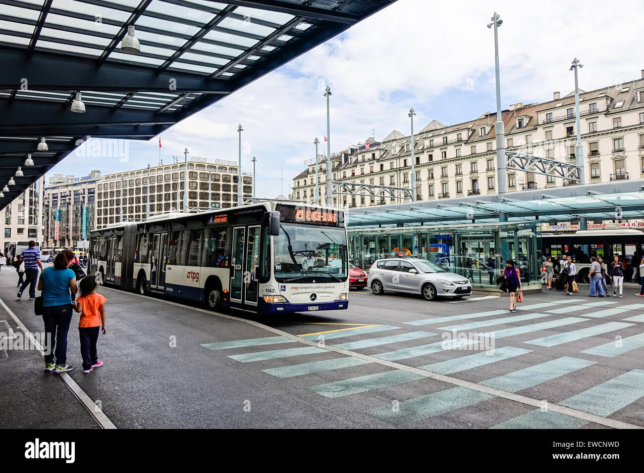 Train and Tram Station Geneva Stock Photo Alamy