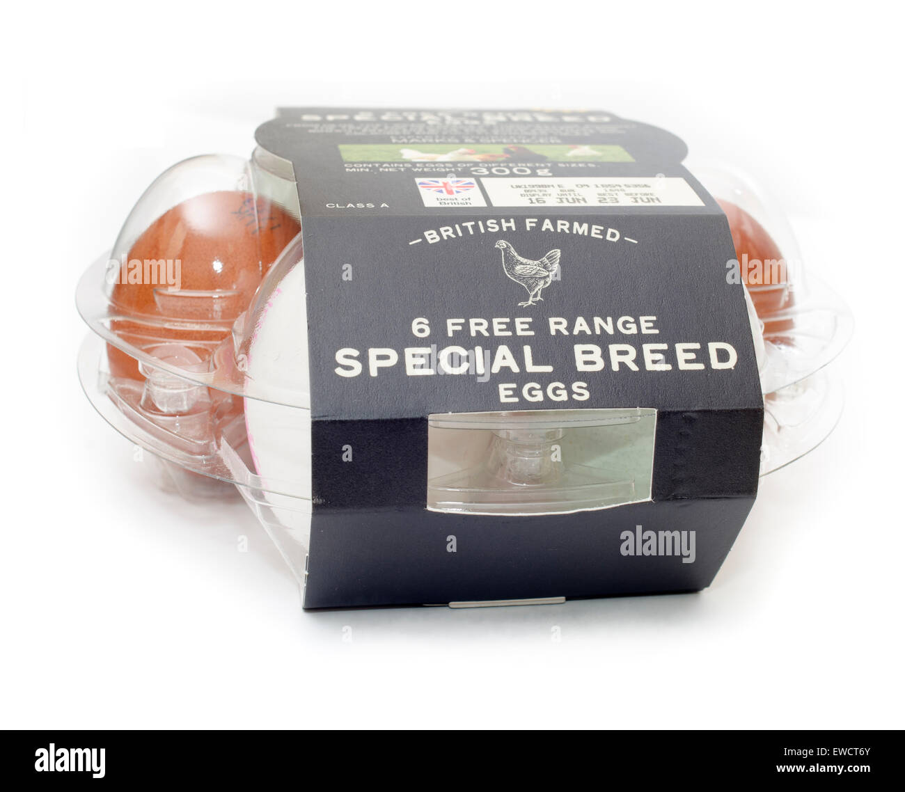 Marks and Spencer Special Breed Free Range Eggs Stock Photo