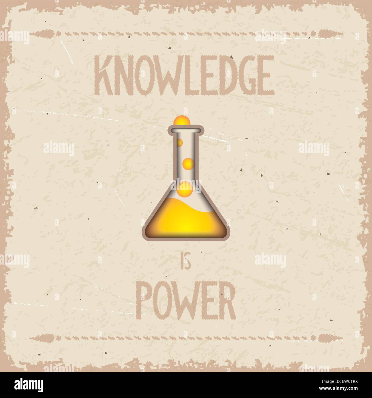 Knowledge is power conceptual ancient poster design with 3D flask