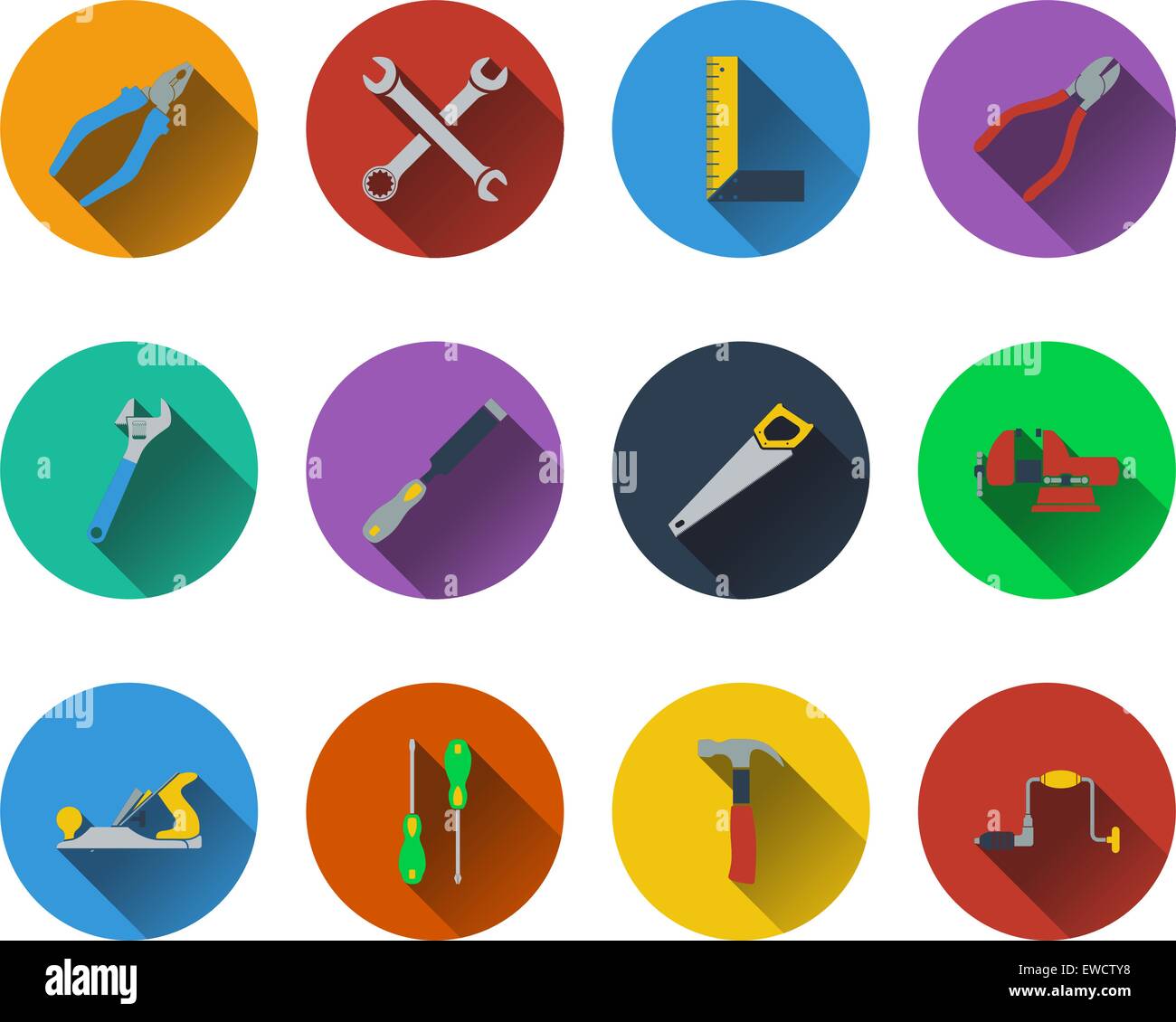 Set of tools icons in flat design. EPS 10 vector illustration with ...