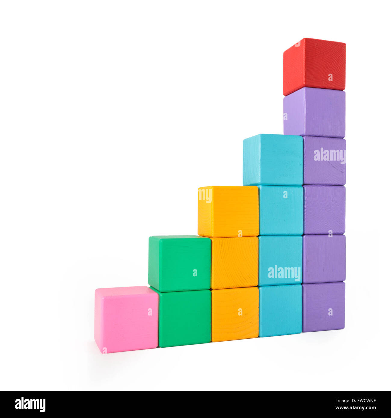 Wooden toy blocks on white background Stock Photo Alamy