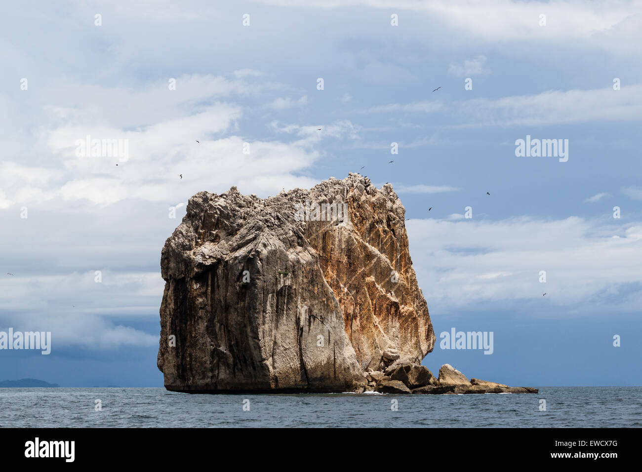 A view of the iconic Witch's Rock, home of some incredible surf, located near Tamarindo, Costa Rica. Stock Photo