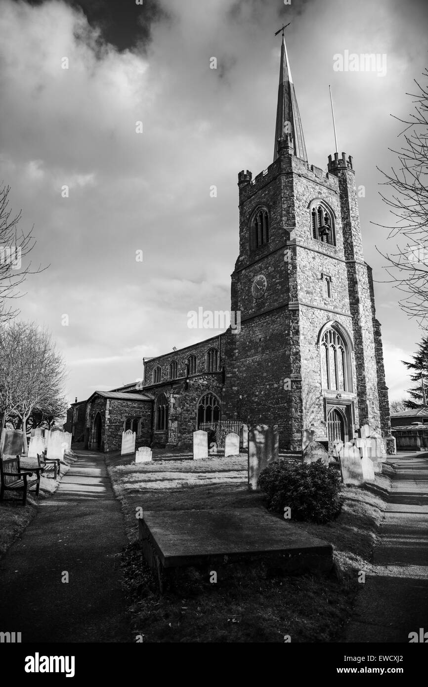 Gravestones old church graveyard Black and White Stock Photos & Images ...