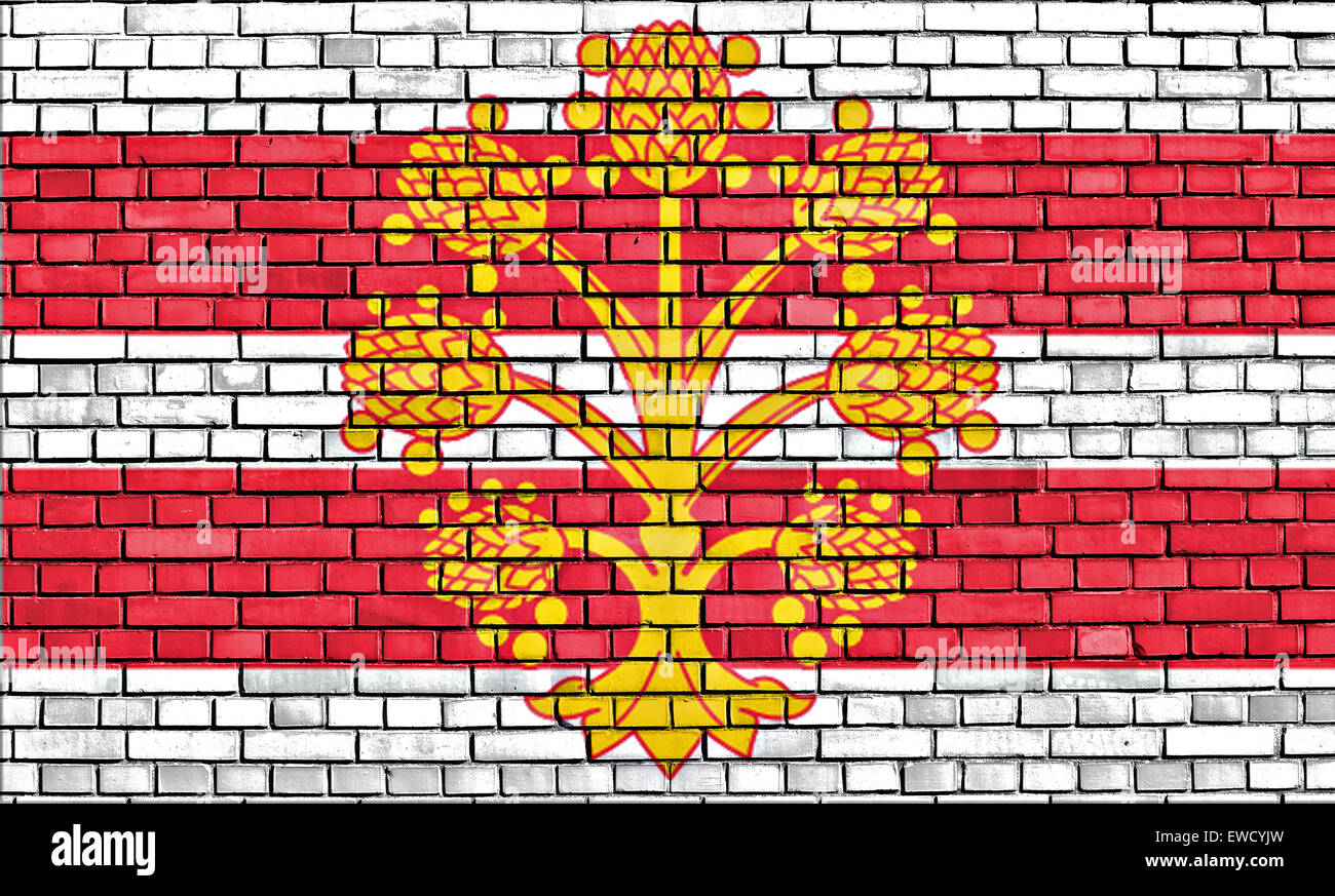 flag of Westmorland painted on brick wall Stock Photo